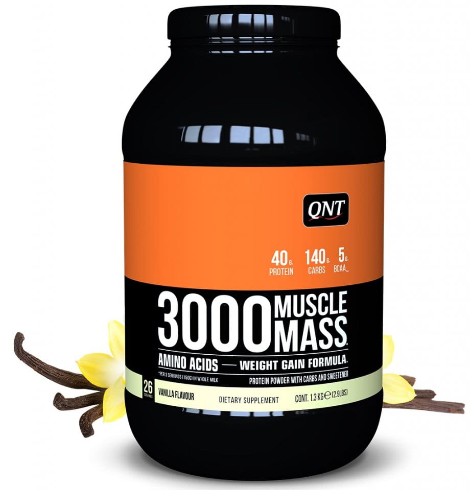 Beljakovine v prahu QNT 3000 Muscle Mass Vanila- 1,3 kg