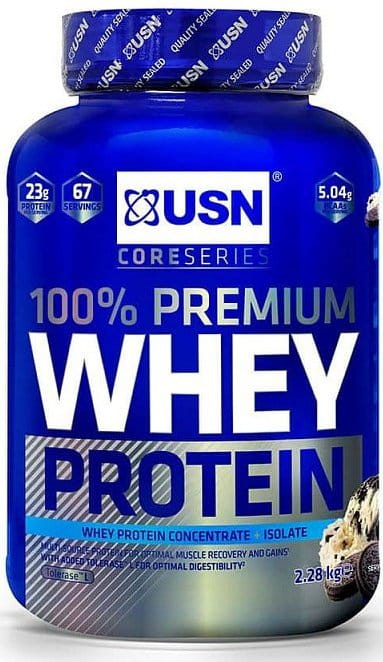 Beljakovine v prahu USN 100% Whey Protein Premium smetanová sušenka 2.28kg